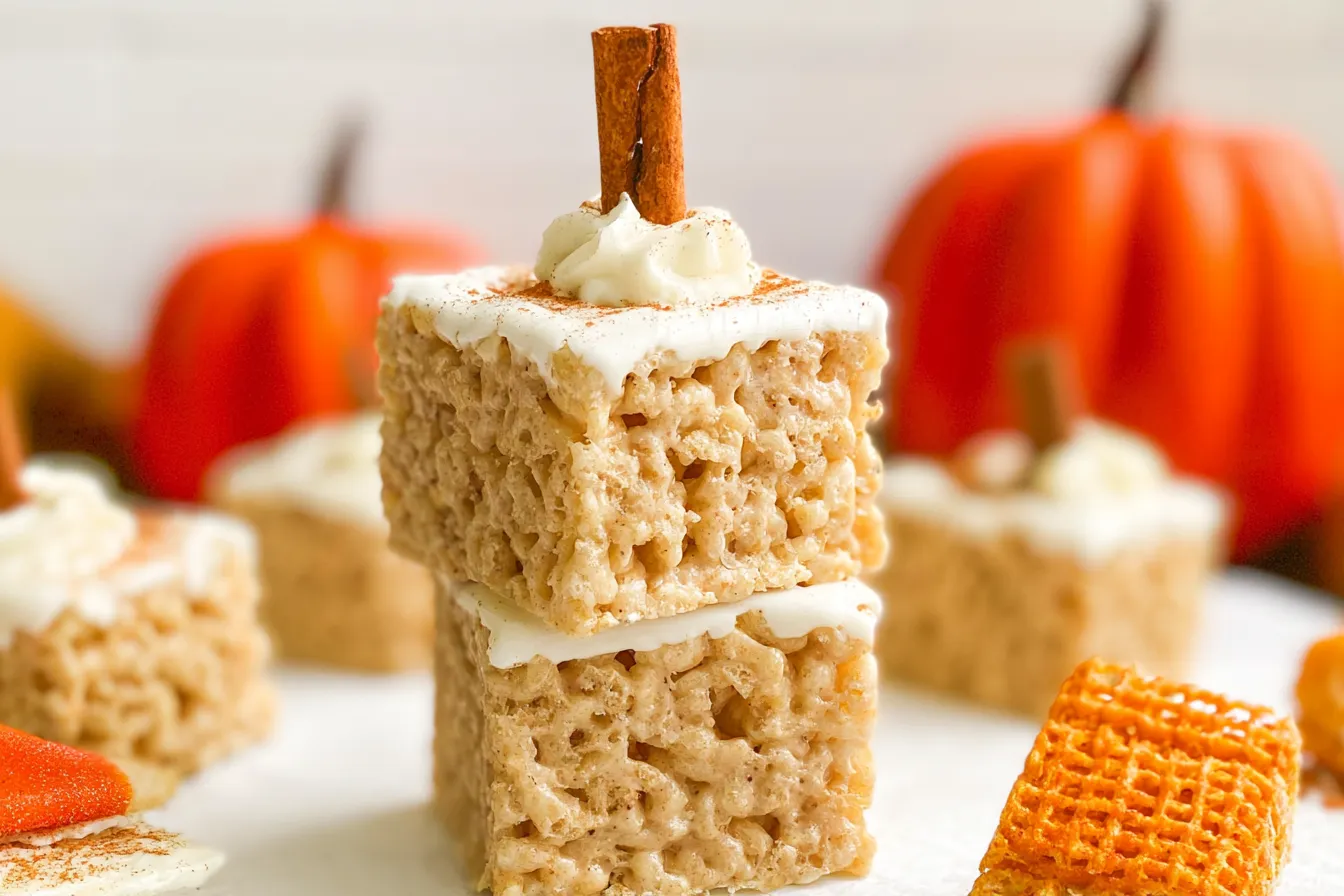Delicious Pumpkin Spice Rice Krispie Treats on a Cozy Table