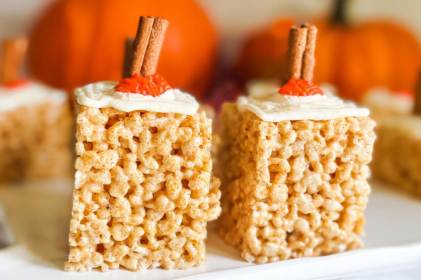 Pumpkin Spice Rice Krispie Treats on a Festive Table