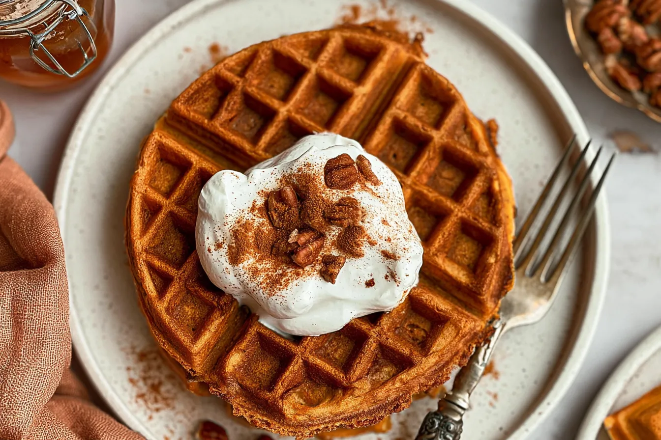 Delicious Pumpkin Spice Waffles on a Plate