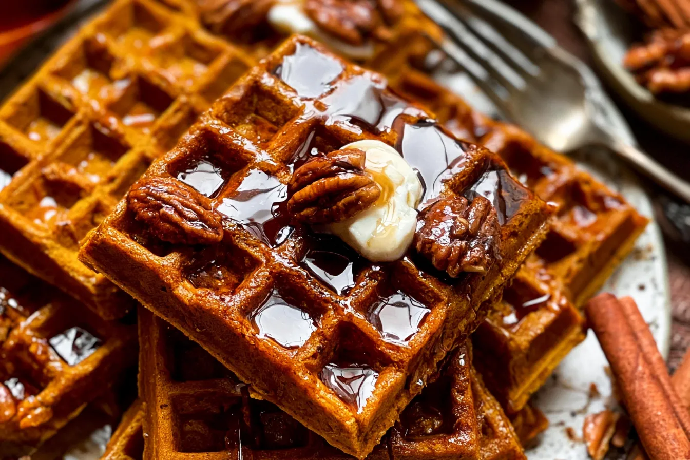 Delicious Pumpkin Waffles on a Plate