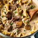 Delicious Slow Cooker Beef Stroganoff on a Plate