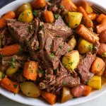 Slow Cooker Pot Roast Plated for Dinner