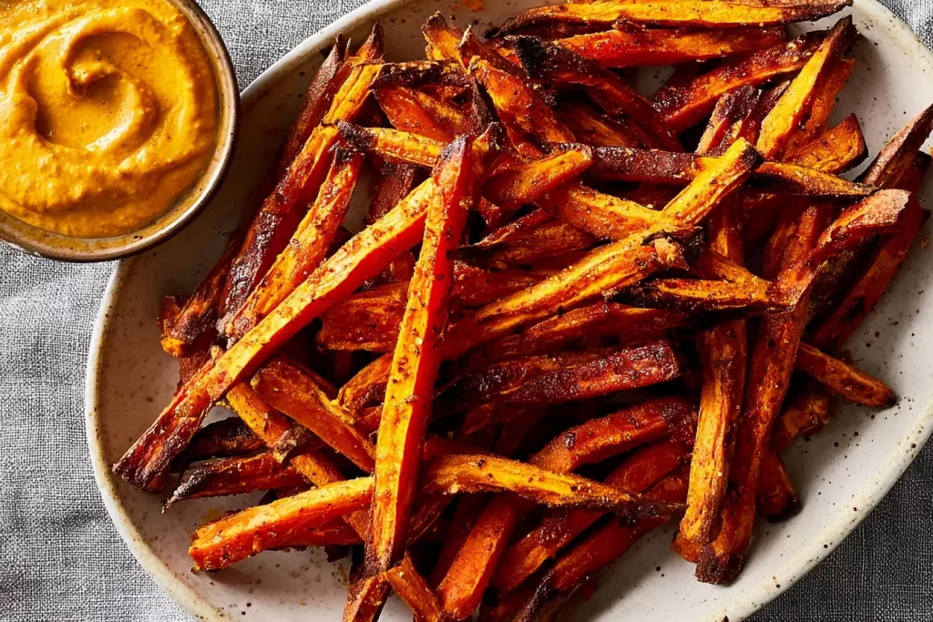 Crispy Sweet Potato Fries on a Plate