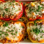 Turkey Chili Stuffed Peppers Ready to Serve
